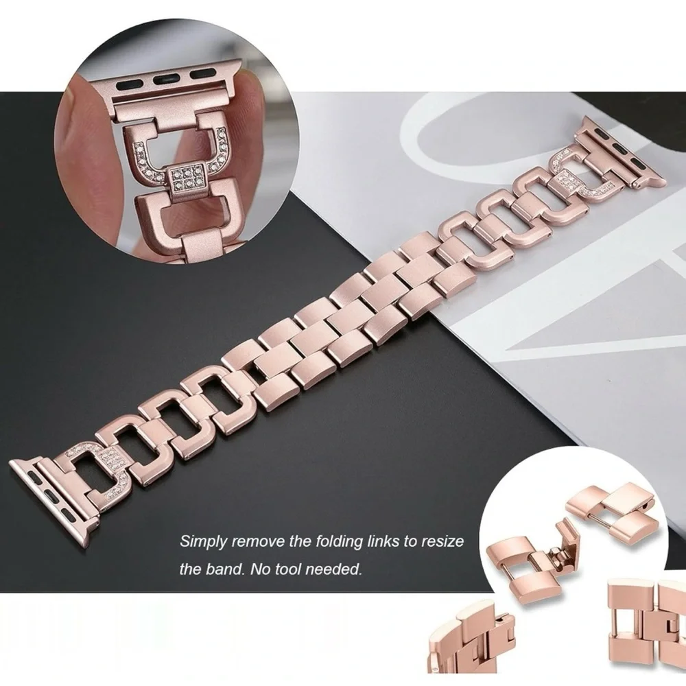 Apple Watch Bling Sparkle Women’s Dressy Band D-link in Rose Gold